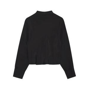 NWT ANINE BING Ivy drop-shoulder blouse black mock neck long sleeve top Size S